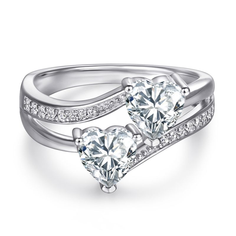 S925 Sëlwer ageleet siwe Faarwen häerzfërmeg Zirkon faarweg Edelsteenring fir Fraen mat rosa Diamanten_voghion.com