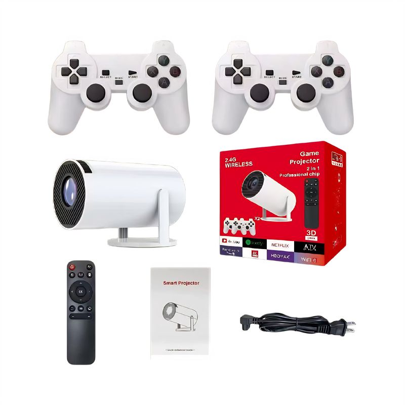 ​F300 Retro Gaming Projector With Wireless Controllers - Android OS, 64GB Storage, HD Projection For PS3 & Multiplayer Gaming​_voghion.com