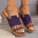 Large 43 Flat Bottom One Button Sandals For Women's 2024 Summer New Open Toe Versatile Fashion Beach Roman Shoes_voghion.com