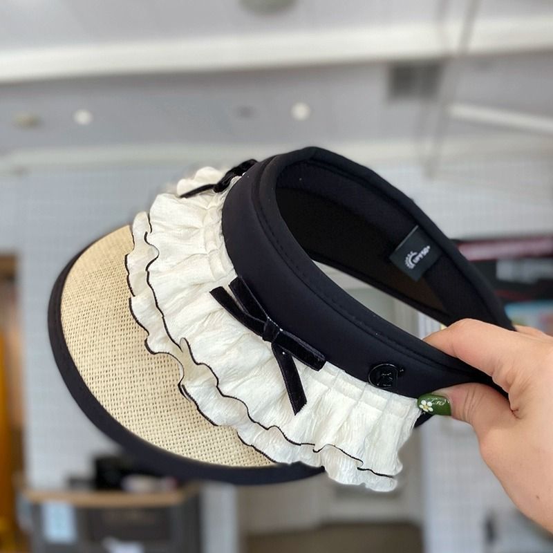 Cappello da sole estivo per bambina, con grande tettoia, in vinile, con cilindro vuoto, da viaggio, protezione solare, da principessa, per bambini, cappello di paglia, da sole, genitore-figlio_voghion.com