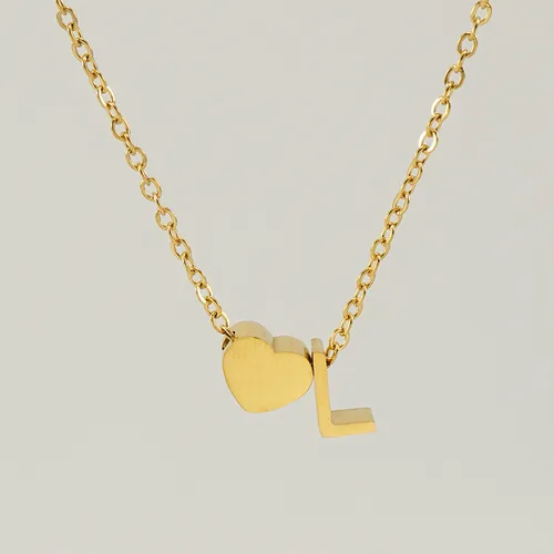 Collar con colgante de letra de amor de acero de titanio para mujer, cadena de clavícula con colgante de letra K simple de acero inoxidable con 26 letras en inglés_voghion.com