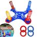 Set di giochi gonfiabili per il lancio degli anelli, in PVC spesso, per esterni, per bambini, con base a 4 bersagli a croce e 6 anelli colorati._voghion.com