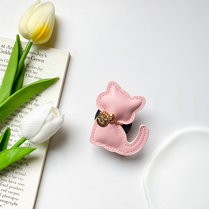 Mobile Phone Airbag Holder Leather Cat Ins Style Adhesive Stretchable Desktop, Stable And Portable, With A Niche Finger_voghion.com