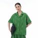 2025 Summer New Plus Size Women's Loose Slimming Short Sleeve Shirt Hook Pattern Fashion Brazilian Collar Blouse 68681_voghion.com
