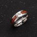 Men's jewelry Acacia wood half ring with wood grain_voghion.com