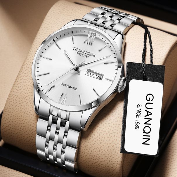 GUANQIN Reloj de lujo para hombre, original, automático, mecánico, con cristal de zafiro, de acero inoxidable, para negocios, ocio, resistente al agua._voghion.com