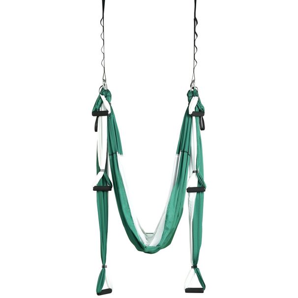 VEVOR Aerial Yoga Swing Set, 2.7 Yards Yoga Hammock Hanging Swing Aerial Sling Inversion Fly Kit Trapeze Inversion Equipment With Ceiling Mount Accessories, Max 661.38 Lbs Load Capacity, Green/White_voghion.com