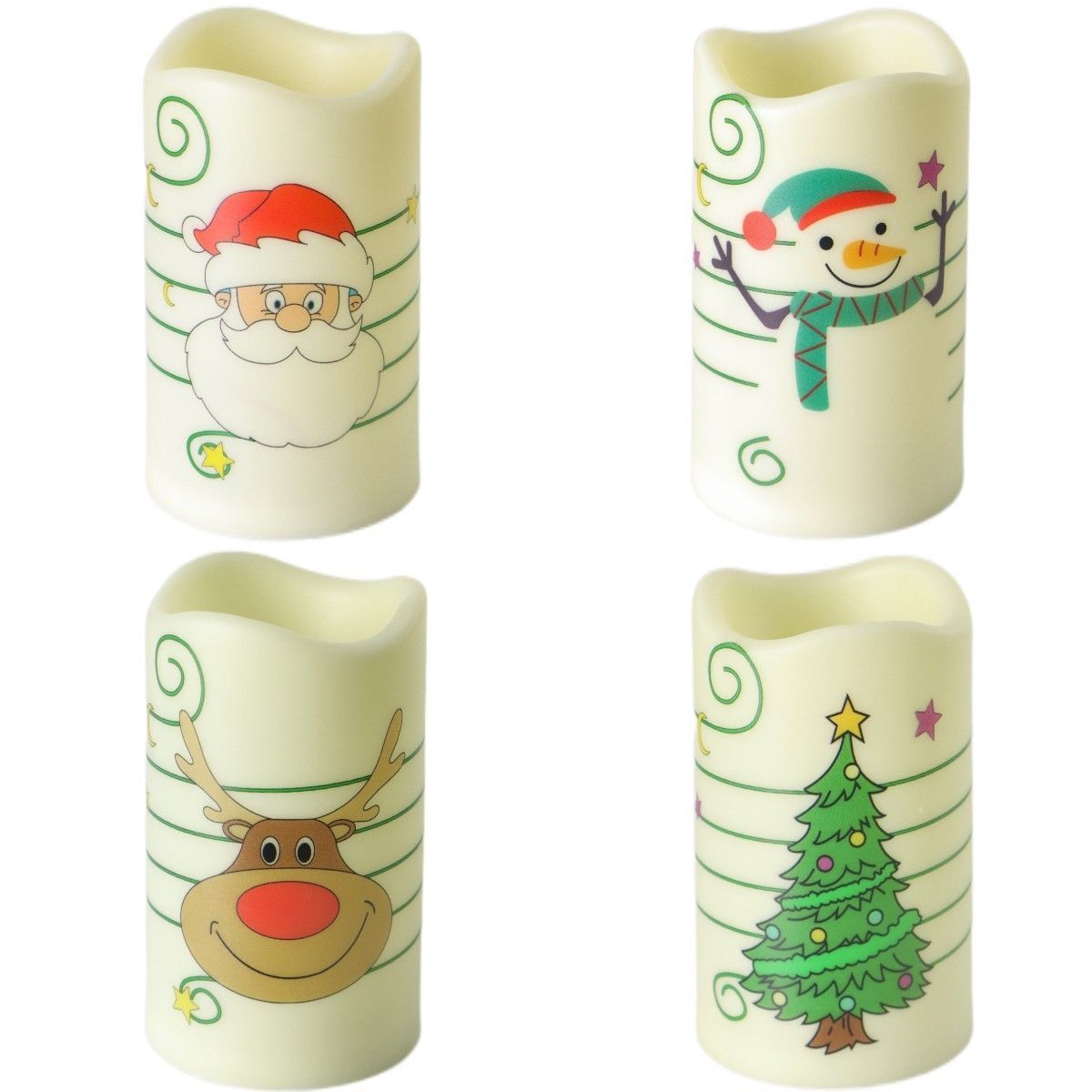 4 Piece Set Of Printed DIY Layout Candle Glow Theme Party Decoration LED Electronic Candle Light Festival Light Up_voghion.com