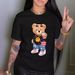 Women's Clothing summer printing fashion cool bear print T shirt short sleeve round neck casual top summer women's clothing_voghion.com