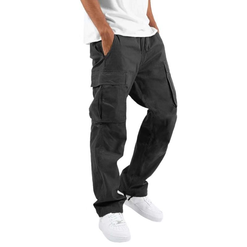 Men's Clothing summer new men's work pants independent station drawstring multi pocket casual trousers_voghion.com