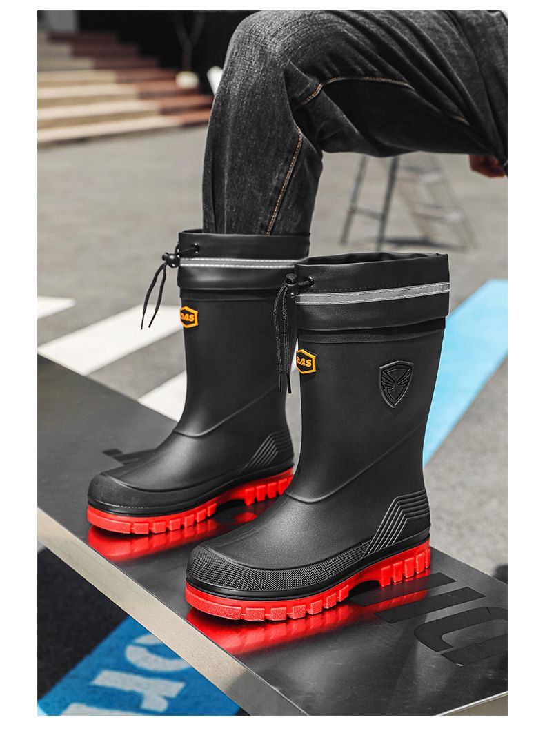 2024 Herfst- en winterregenlaarzen met fleecevoering en trekkoord_voghion.com