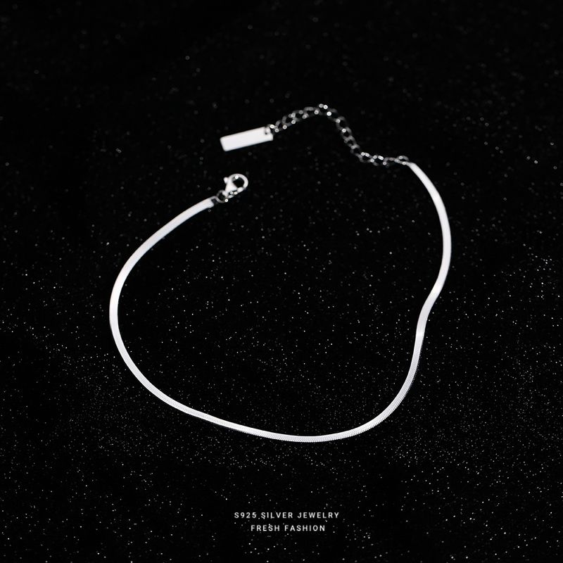 Glossy Snake Bone Anklet For Women S Pure Silver Ankle Chain Sexy Internet Celebrity Korean Style Unique Niche Design_voghion.com