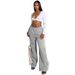 Women's Streetwear Jogger Pants - Fall High Waist Loose Fit Sweatpants With Color-Block Pockets, Stretchy Elastic Waistband, 3D Graphic Detail_voghion.com
