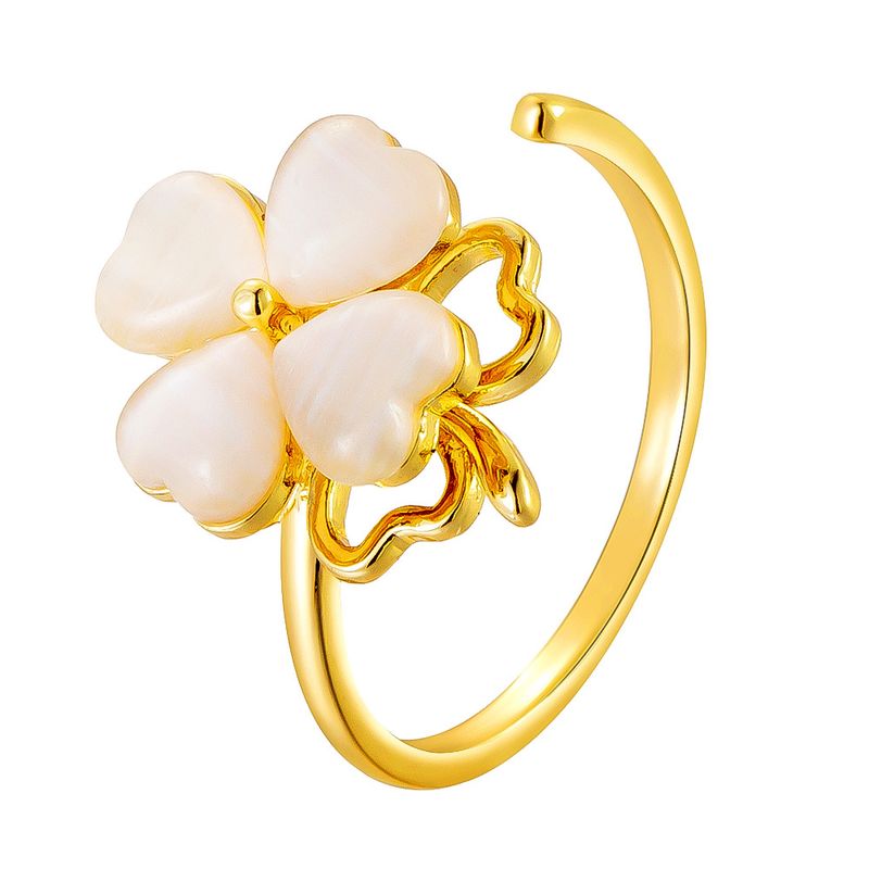 Anello a forma di occhio di gatto girevole a forma di cuore con trifoglio, per donna, in stile francese, unico, leggero, di lusso, semplice e di alta qualità, per indice._voghion.com