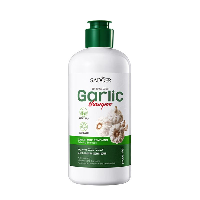SADOER Garlic Anti Mite Shampoo, Deep Cleansing Shampoo 300ml,Gentle Scalp Cleansing ,Refreshing Oil Control_voghion.com