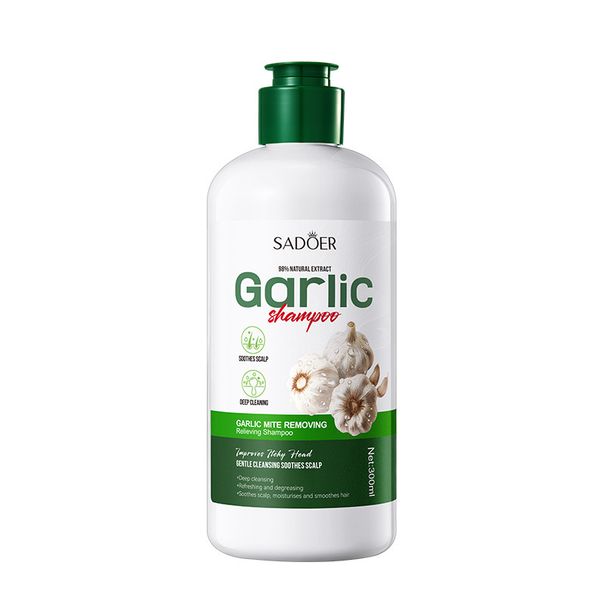 SADOER Garlic Anti Mite Shampoo, Deep Cleansing Shampoo 300ml,Gentle Scalp Cleansing ,Refreshing Oil Control_voghion.com