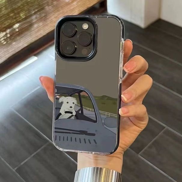 Paar fahrender Hund Geeignet für 15PROMAX-Telefon IPhone 14 Schwarzer Rand 13 Anti-Drop 12 Loop-Hülle_voghion.com