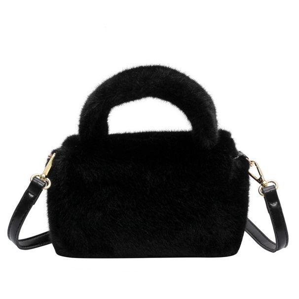 Women's Soft Faux Fur Crossbody Bag - Stylish Fluffy Shoulder Bag For Everyday Use, Light Luxury Mini Square Purse With Top Flap Closure Handbag_voghion.com