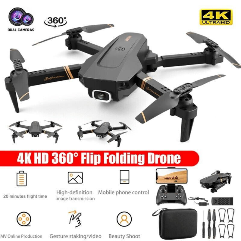 4DRC V4 Drone With 1080P HD Camera For Adults And Kids, Foldable Quadcopter With Wide Angle FPV Live Video, Trajectory Flight, App Control,Optical Flow, Altitude Hold And 2 Modular Batteries_voghion.com