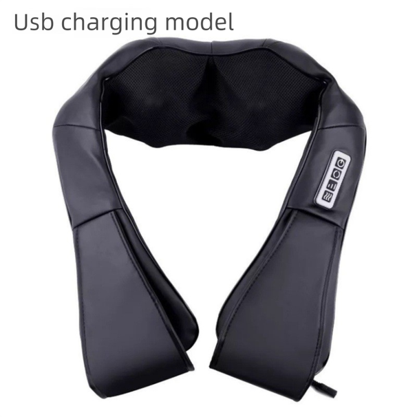 Scialle massaggiante ricaricabile tramite USB, impastamento elettrico per collo, lombare, spalle con riscaldamento, massaggiatore trapezio montato sull'auto_voghion.com