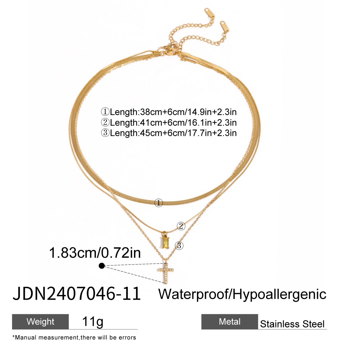 Collana girocollo con ciondolo geometrico in acciaio inossidabile a strati, con zirconi, per donne, elegante e alla moda_voghion.com