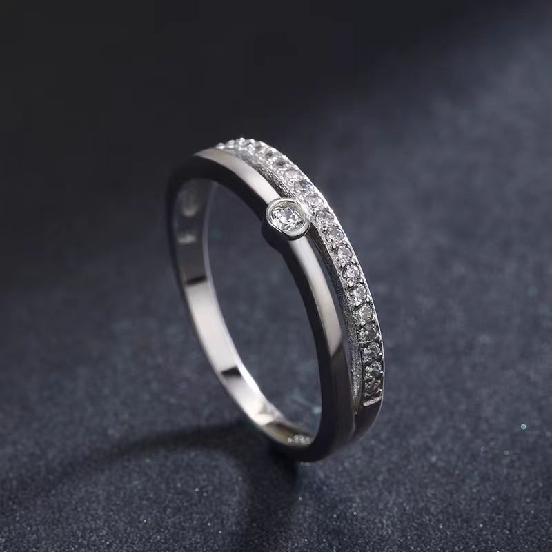 Anello elegante e semplice a doppia linea in argento 925, nuovo di zecca, leggero e di lusso, tendenza dolce di nicchia._voghion.com