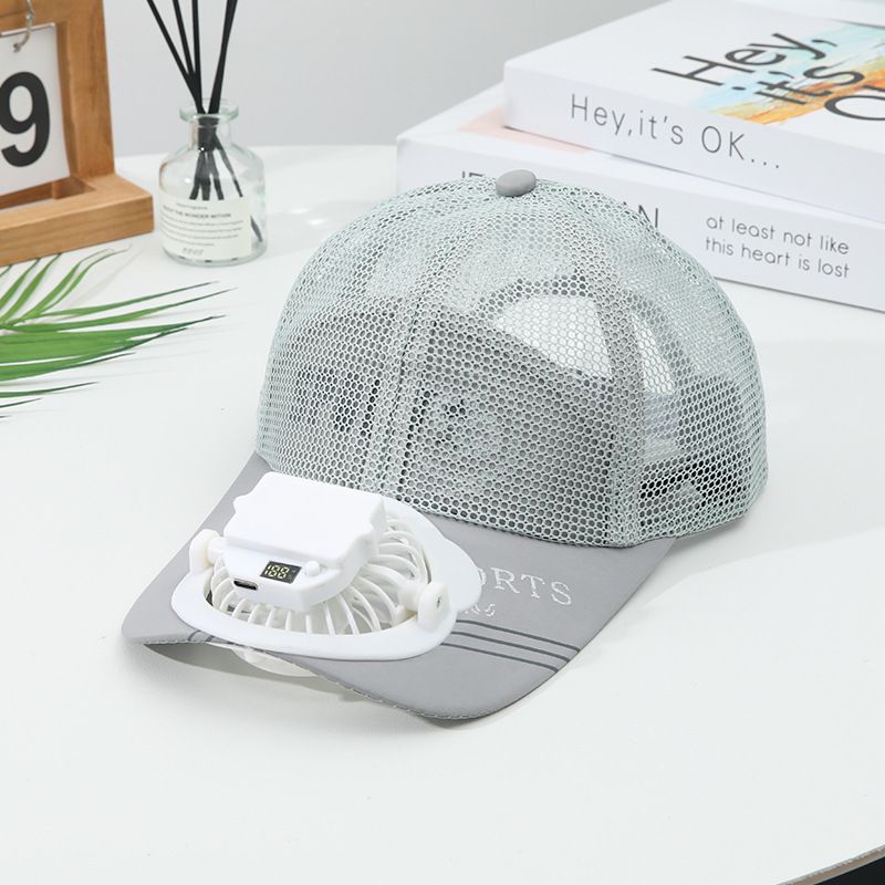 Summer Hat With Rechargeable Fan, Outdoor Travel Sunshade, Quick-Dry Mesh, Breathable Wide Brim Baseball Cap_voghion.com