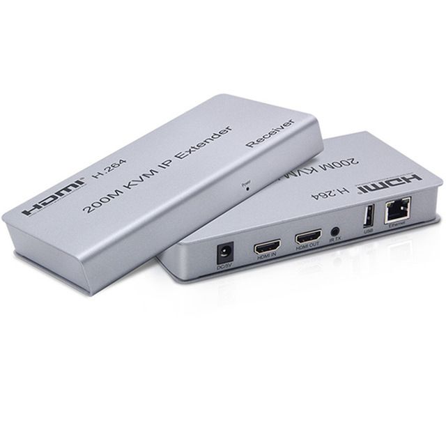 200M HDMI KVM Extender Over IP/TCP Ethernet CAT5e/6 H.264 HDMI Extender with USB 2.0 Support Mouse Keyboard for Webcam PC HDTV_voghion.com