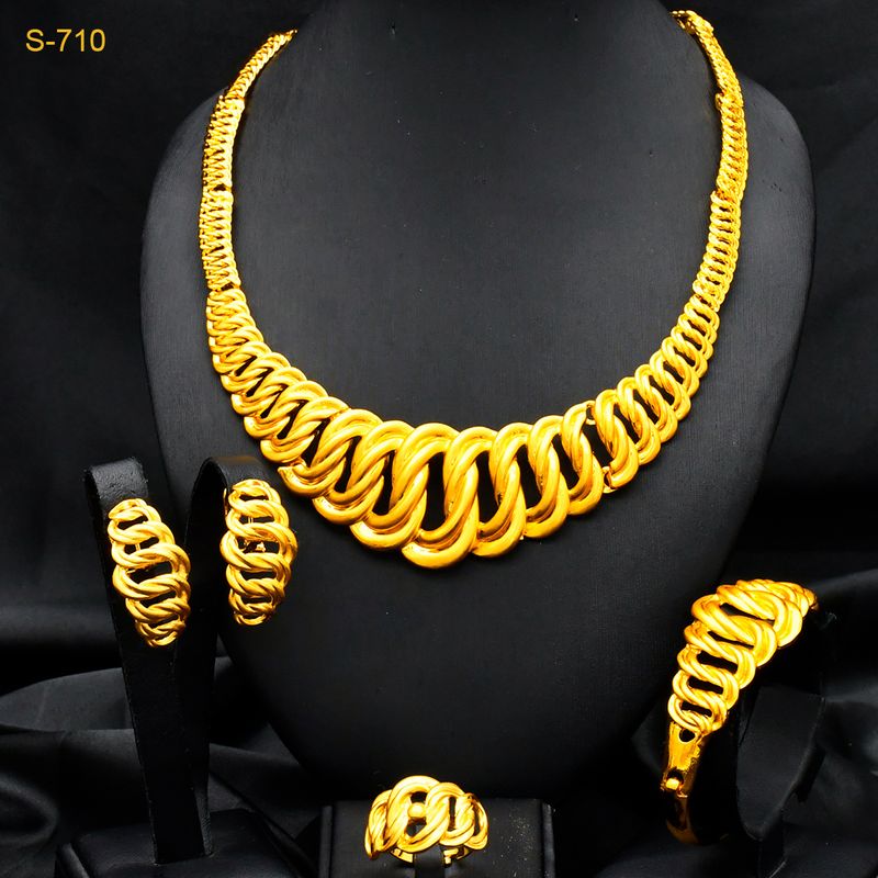 Women's bridal jewelry necklace bracelet earrings ring 4-piece set_voghion.com