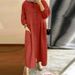 Women's Autumn Mid Calf Dress Vintage O Neck Long Sleeve Solid Loose Muslim Sundress Moroccan_voghion.com