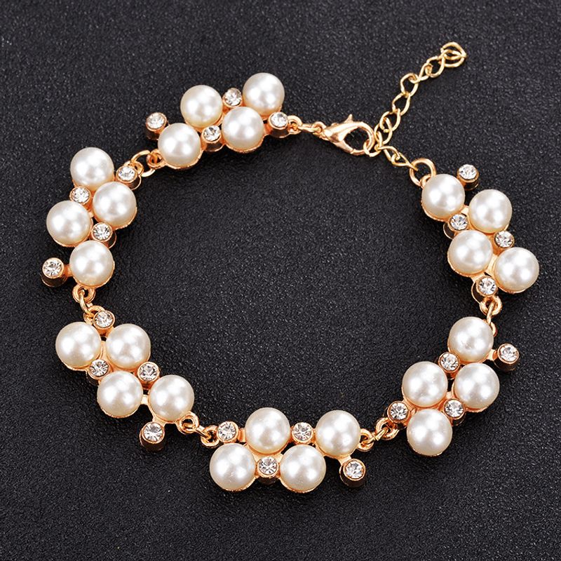 Accessori moda oro Miss Please Bracciale con perle e strass Gioielli 7026_voghion.com