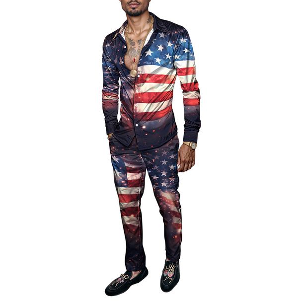 2025 Frühjahr/Sommer Herren-Hemd-Set, bedruckt, modisch, schlicht, zweiteilig, Langarm-Set für Herren, lässig, bequem, modisch_voghion.com