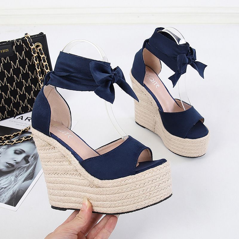 Chaussures pour femmes à talons hauts, sandales compensées de 16 cm, bride à la cheville_voghion.com