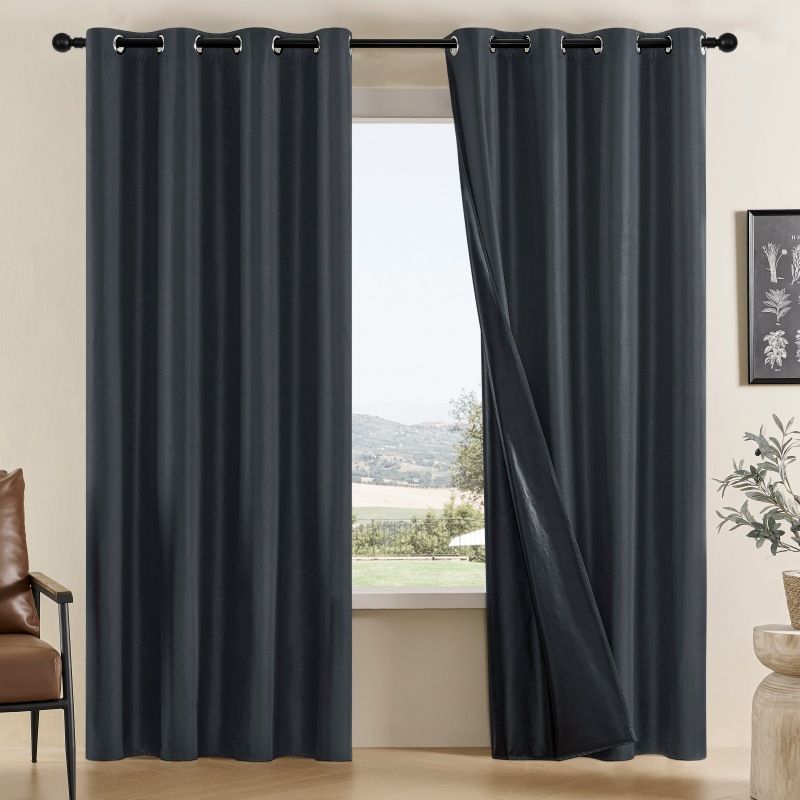 full blackout heat insulation curtains for bedroom with black lining room darkening noise reduction curtains_voghion.com