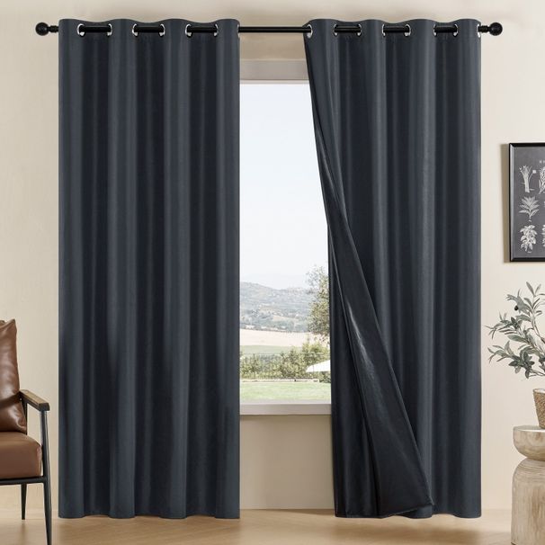 full blackout heat insulation curtains for bedroom with black lining room darkening noise reduction curtains_voghion.com
