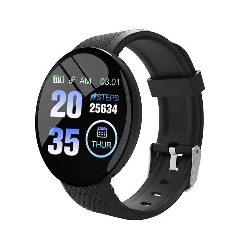 Reloj inteligente para hombres y mujeres, pulsera inteligente, reloj inteligente resistente al agua con pantalla táctil, pulsera inteligente LED D18 para xiaomi Android IOS_voghion.com