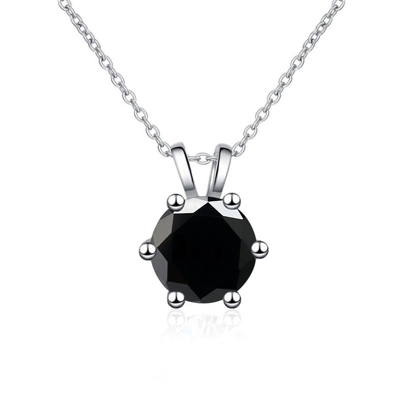Tancise Sterling Silber 1CT Moissanit Einfache Halskette mit Sechs-Klauen-Anhänger für Frauen, Braut, Hochzeit, eleganter Schmuck, Geschenke_voghion.com