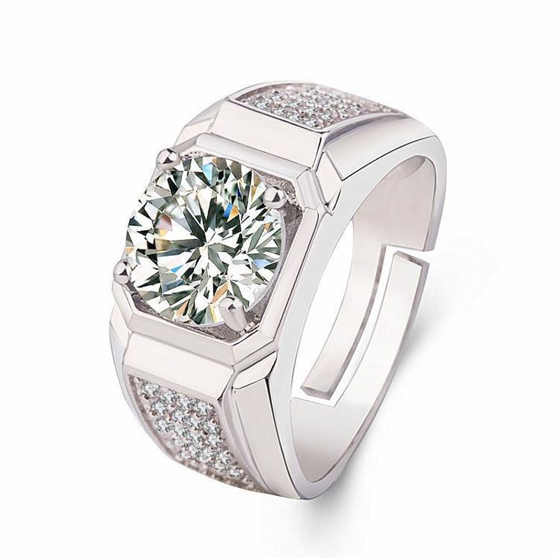 Anello aperto regolabile con diamanti intarsiati da uomo, tendenza moda, molto venduto_voghion.com