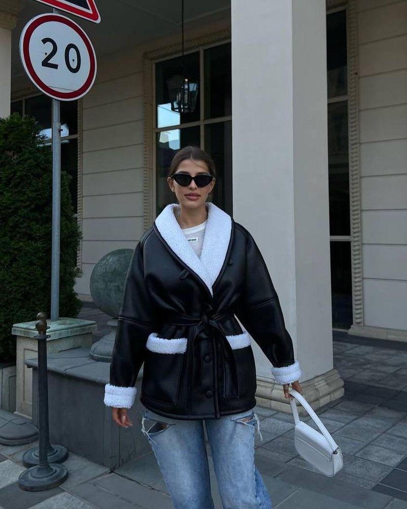 Modny damski futrzany płaszcz z długim rękawem w wersji koreańskiej_voghion.com