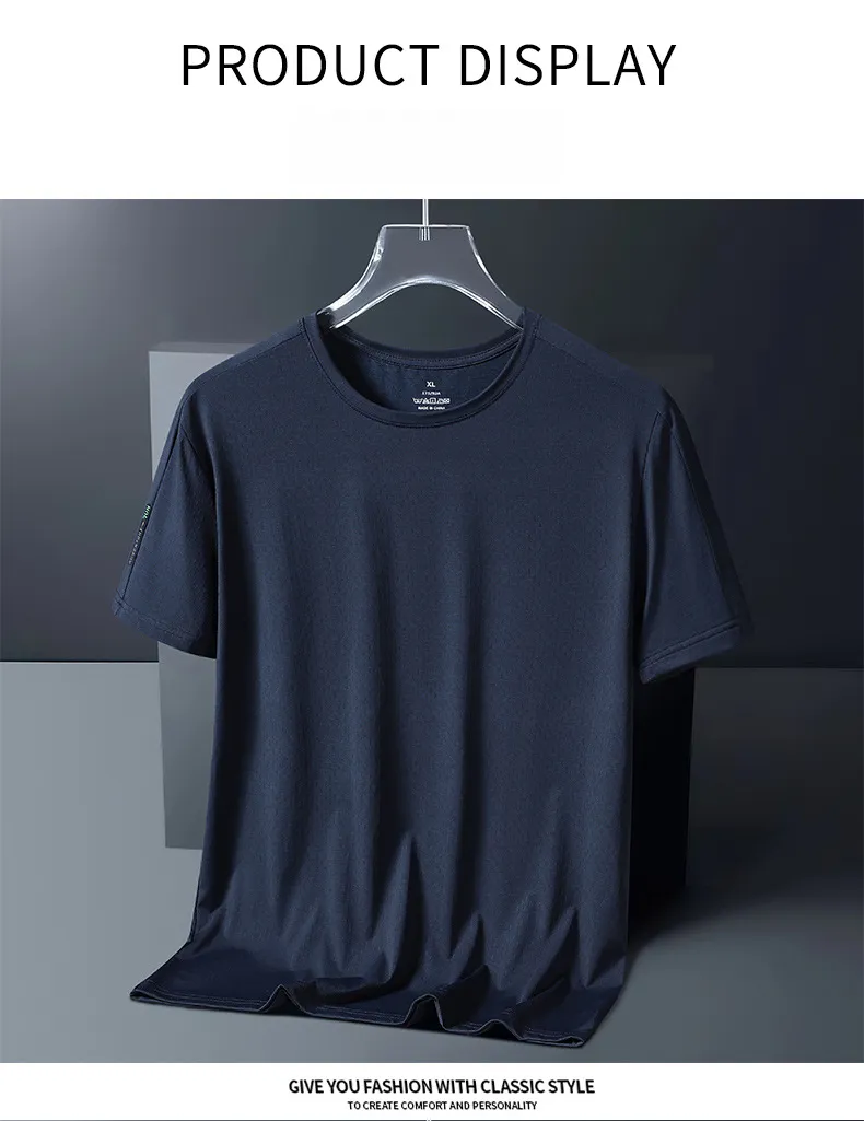 Men's T-shirt summer ice sports short sleeved t-shirt, fitness men's quick drying clothes, running breathable half sleeved casual men's clothing_voghion.com