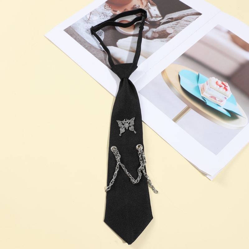 Dark Shirt With Butterfly Rhinestones, Unisex Versatile Personality College Style Korean Version Uniform, No Need To Tie_voghion.com