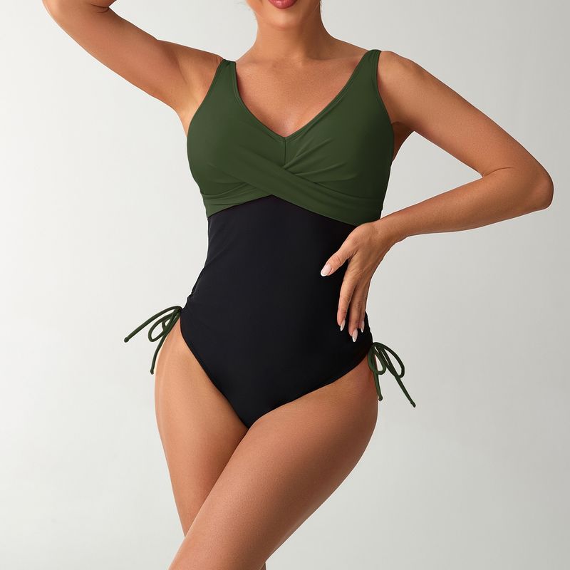 Frauen Kleidung Neue Einteilige Badeanzug Farbe Sexy Cross Strap Badeanzug Weibliche_voghion.com