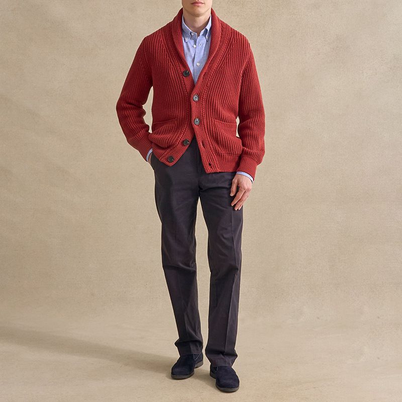 Stylischer Herren-Strickpullover mit Umlegekragen – klassische Langarm-Strickjacke für Herbst und Winter, schmale Passform, einfarbig, bequem und warm_voghion.com