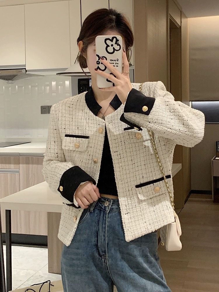 Francúzska vôňa pre ženy, nový štýlový temperament na jeseň 2024, plus size, malý a krátky top, vlnená bunda pre prominentky_voghion.com