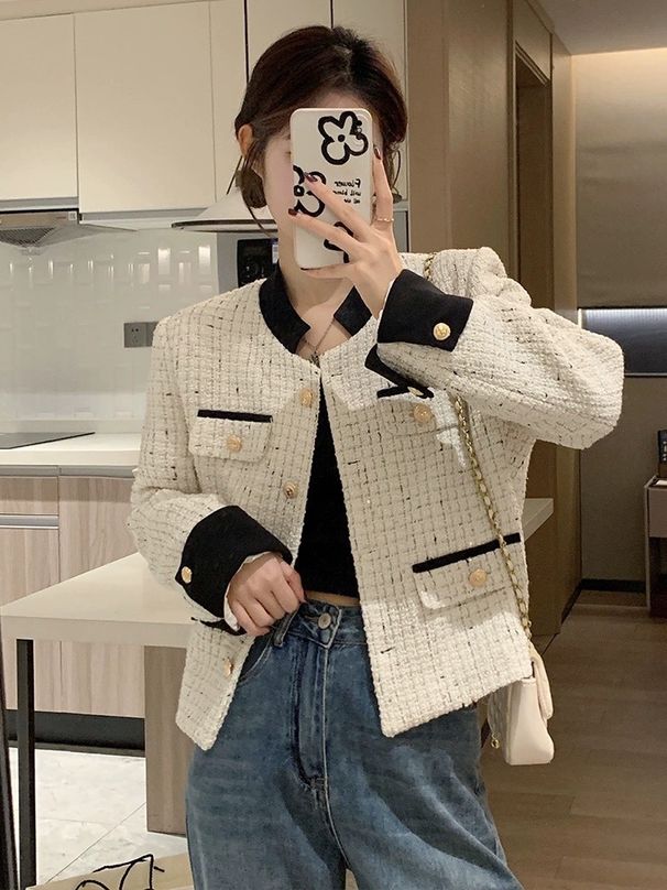 Francúzska vôňa pre ženy, nový štýlový temperament na jeseň 2024, plus size, malý a krátky top, vlnená bunda pre prominentky_voghion.com