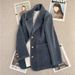 Giacca da abito slim da donna, blazer in velluto a coste slim-fit alla moda per donna - Giacca casual oversize in stile coreano per taglie piccole e forti_voghion.com