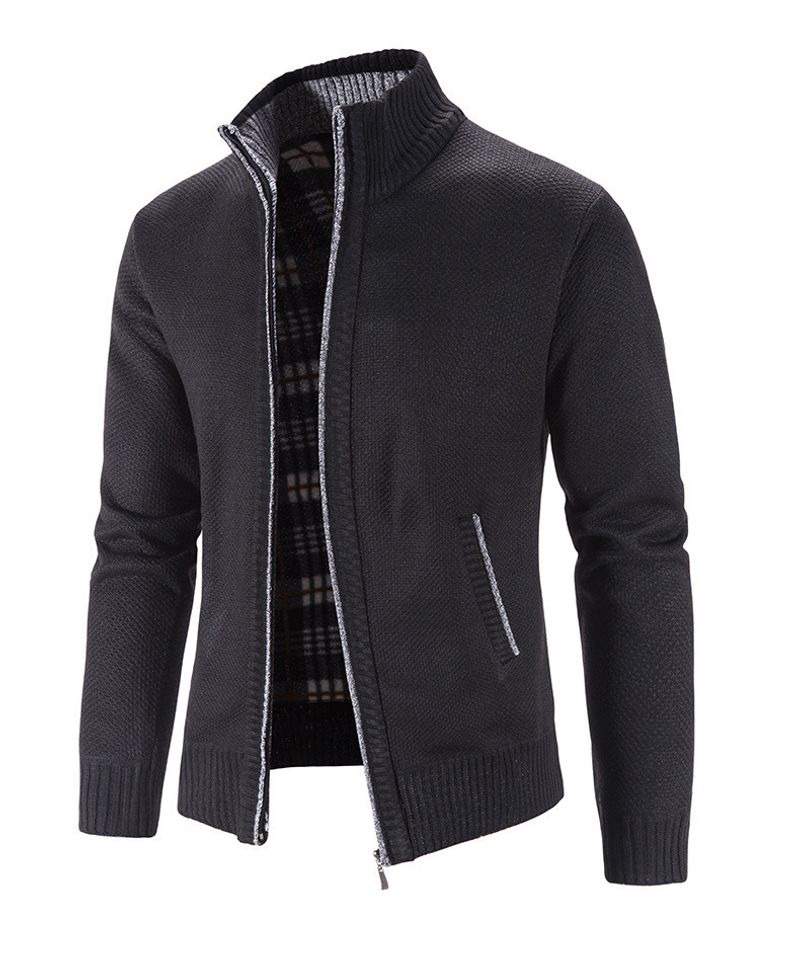 Cardigan da uomo in pile lavorato a maglia spessa, maglione sottile, cappotto da gioventù_voghion.com
