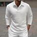 Men's Clothing Men's Retro Polo Shirt Long Sleeve – Jacquard Knit Casual Top (S-XXL, White, Polyester)_voghion.com