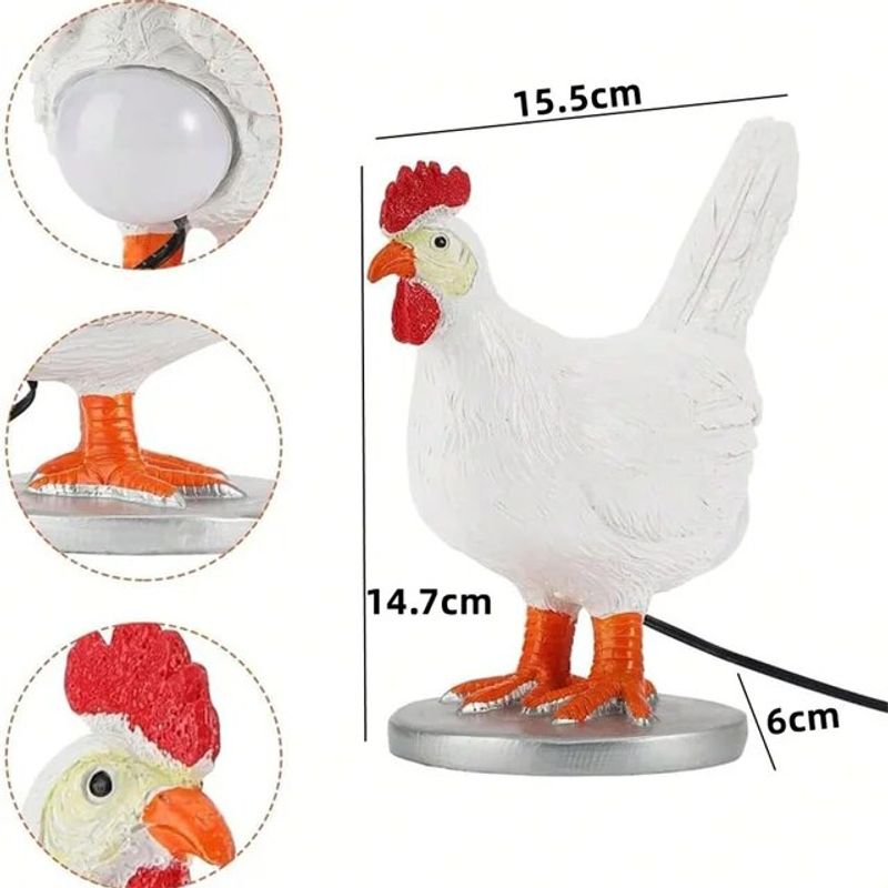 Chicken Egg Lamp Statue Funny Lifelike Resin Chicken Night Lights The Chicken Lays A Glowing Egg Easter Gift Home Crafts Decor_voghion.com