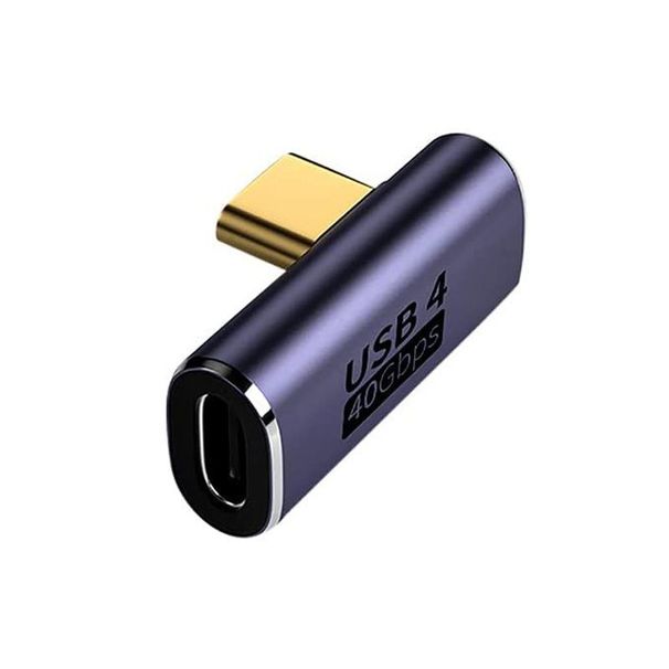 USB-C-Adapter; 90 Grad rechtwinklig; Typ-C-Stecker-auf-Buchse-Adapter-Extender unterstützt 100-W-Schnellladung, 40-Gbit/s-Datenübertragung, 8K@60Hz-Videoausgang F_voghion.com